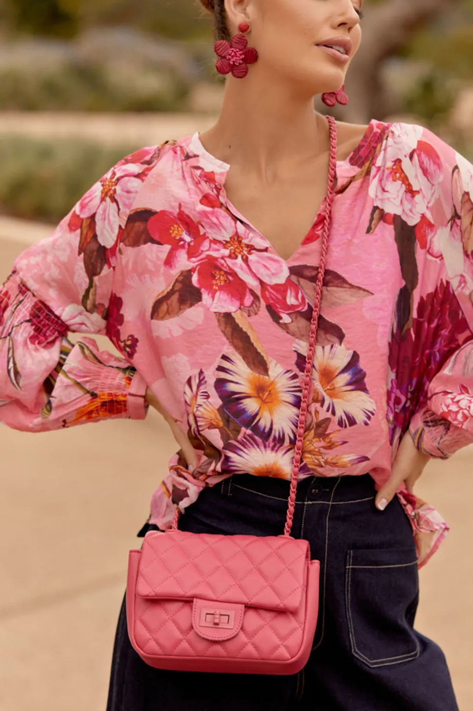 adorne__pink_june_diamond_0.webp Adorne - Pink June Diamond Quilt Crossbody bag 1675