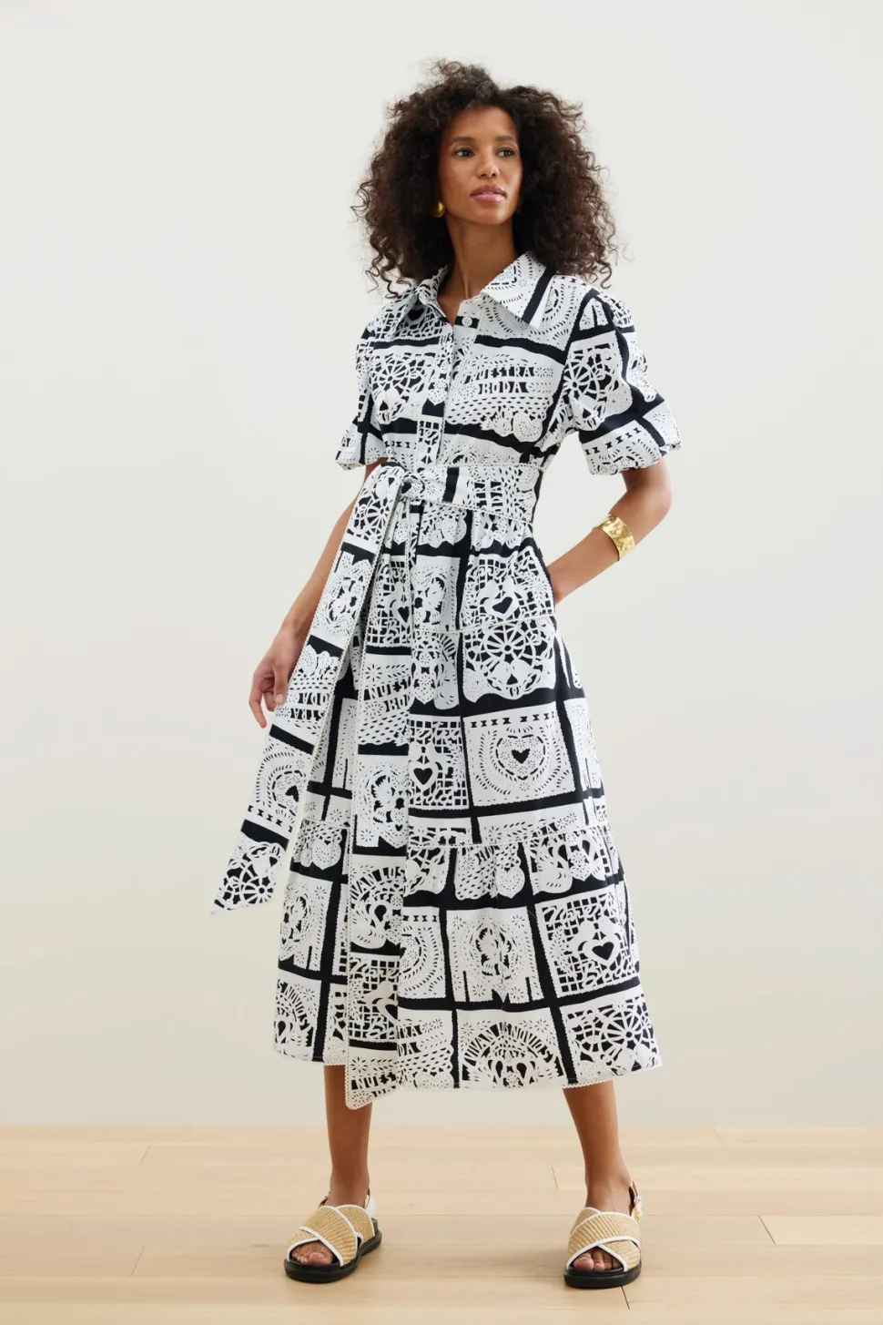 binny__casamiento__flags__0.webp Binny - CASAMIENTO - Flags Black/White - Cotton Shirt Dress