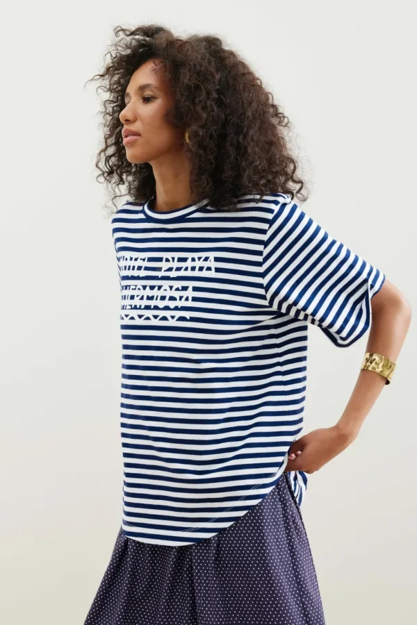 Binny - HOTEL PLAYA HERMOSA - Navy - Cotton Stripe T-Shirt