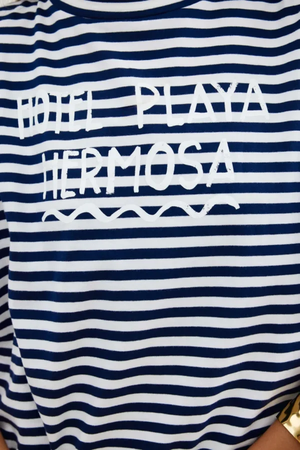 Binny - HOTEL PLAYA HERMOSA - Navy - Cotton Stripe T-Shirt