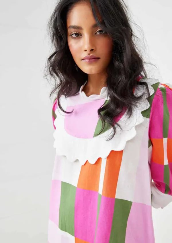 Binny - LADY WHISTLEDOWN - Frill Midi Dress - Pink Check