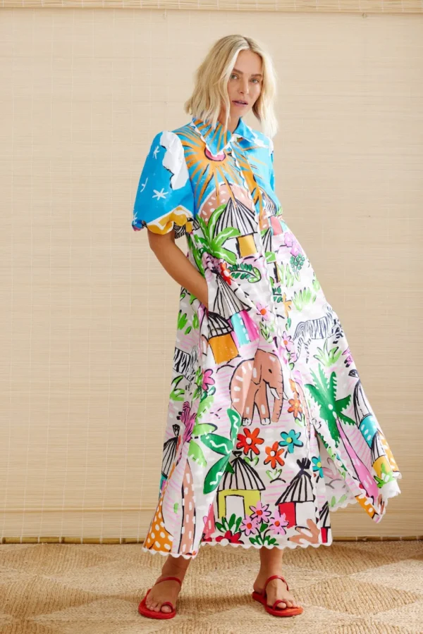 Binny - THE GODS MUST BE CRAZY - Waxcloth - Cotton Poplin Maxi Dress