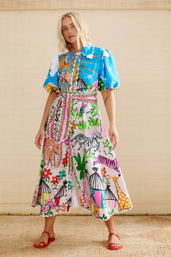 Binny - THE GODS MUST BE CRAZY - Waxcloth - Cotton Poplin Maxi Dress