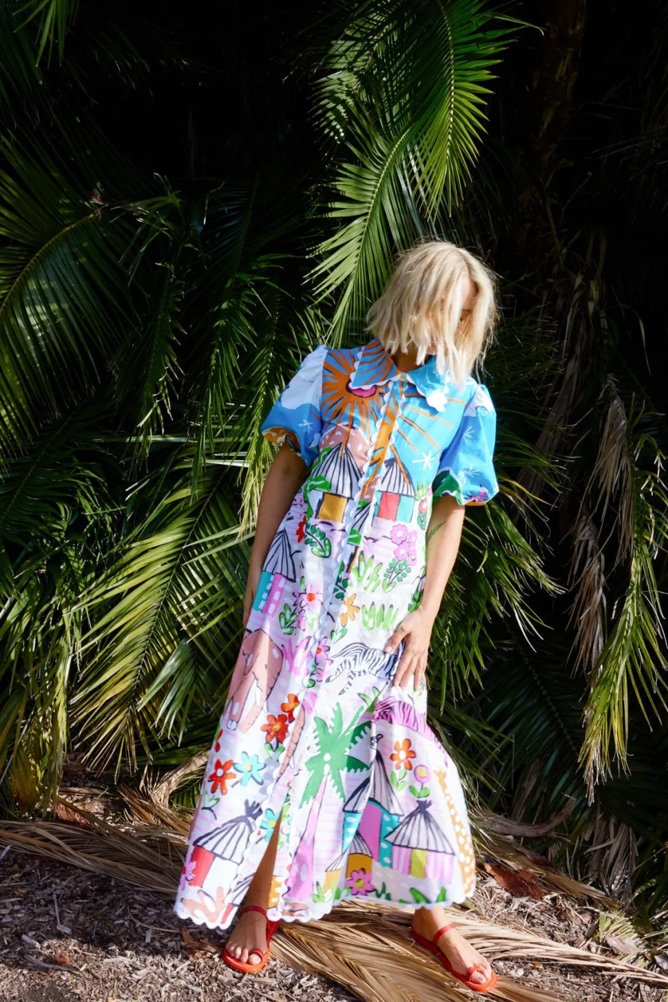 binny__the_gods_must_be_c_9.webp Binny - THE GODS MUST BE CRAZY - Waxcloth - Cotton Poplin Maxi Dress