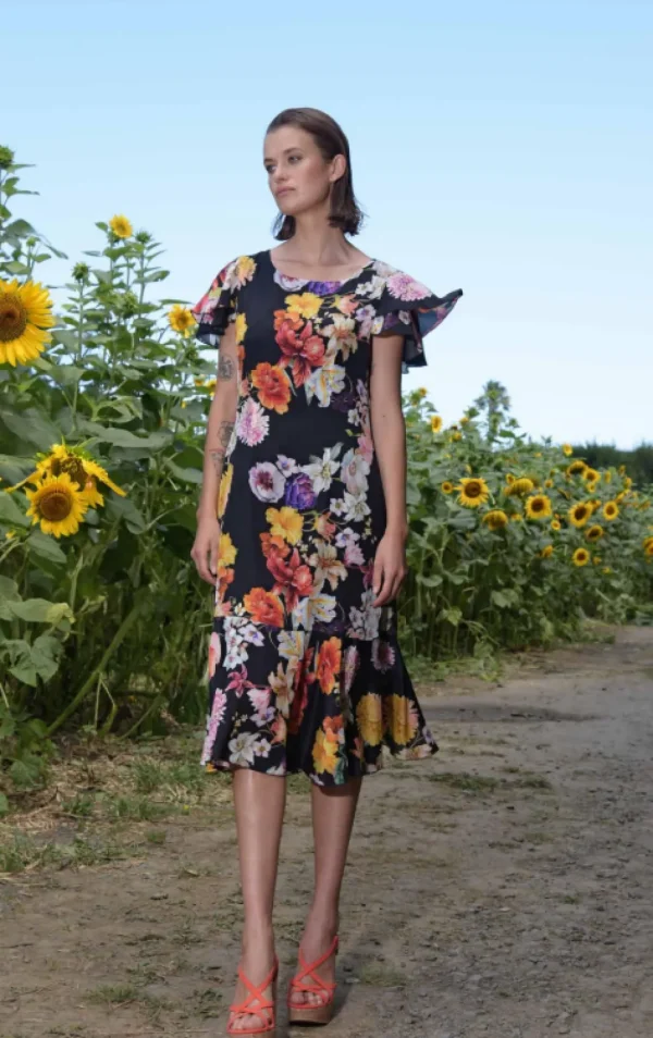 Curate - Modern Romantic Dress - Black Floral FINAL SALE