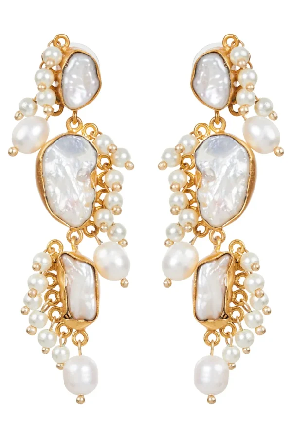 Eb & Ive - Awaken Earring - Pearl/Gold, Sapphire or Pearl Drop