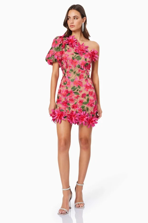 Elliat - Valentina One Shoulder Dress - Pink Multi