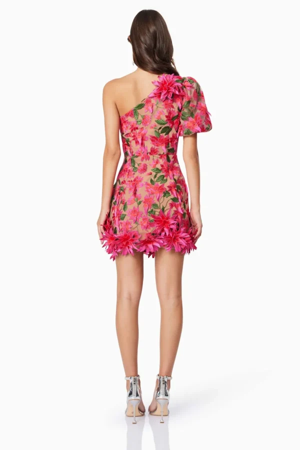 Elliat - Valentina One Shoulder Dress - Pink Multi