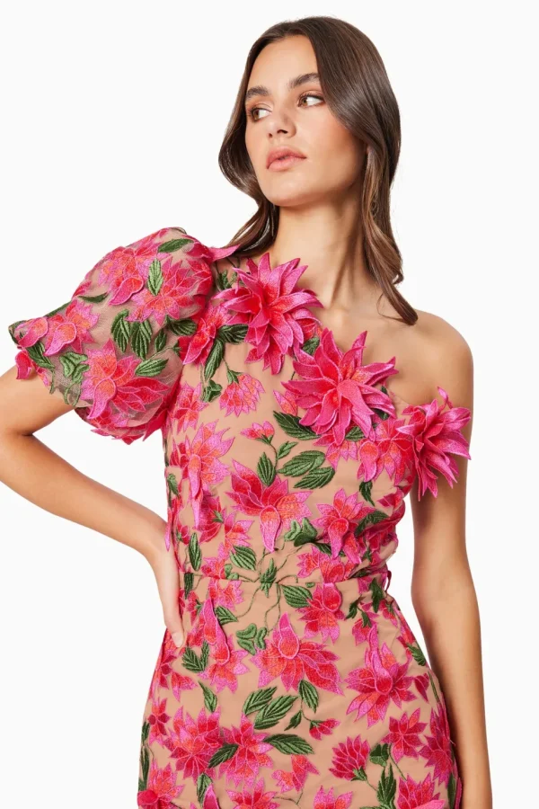 Elliat - Valentina One Shoulder Dress - Pink Multi