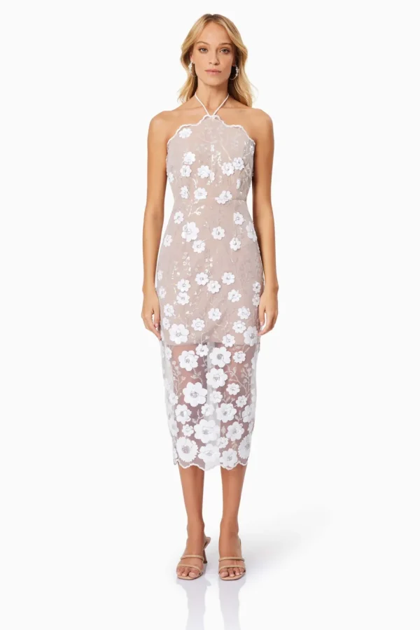 Elliatt - Elodie Midi Dress - Ivory Nude