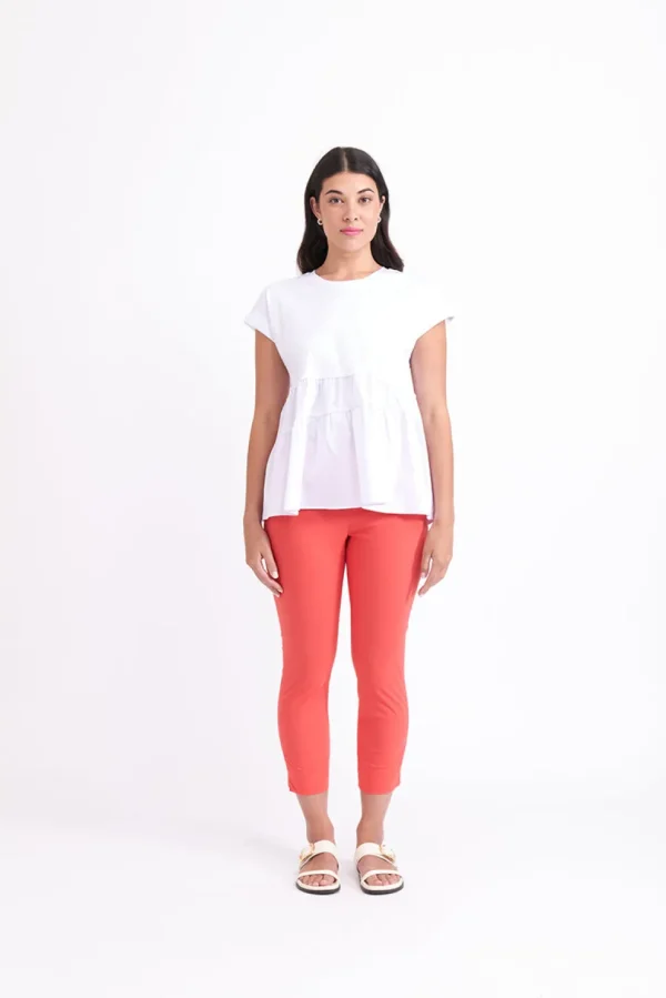 Foil - Fuss Free Trapeze Taper Capri Pant - Papaya CFO4901