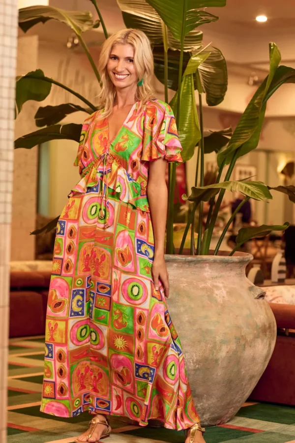 Haven - Portofino Frill Maxi Dress - Spritz FINAL SALE