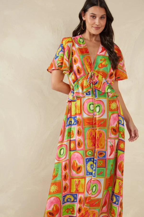 Haven - Portofino Frill Maxi Dress - Spritz FINAL SALE