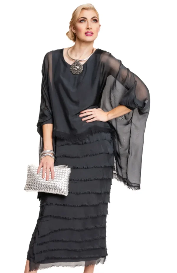 Imagine - Granite Candie Dress Silk Ruffle Layers 10IM3862
