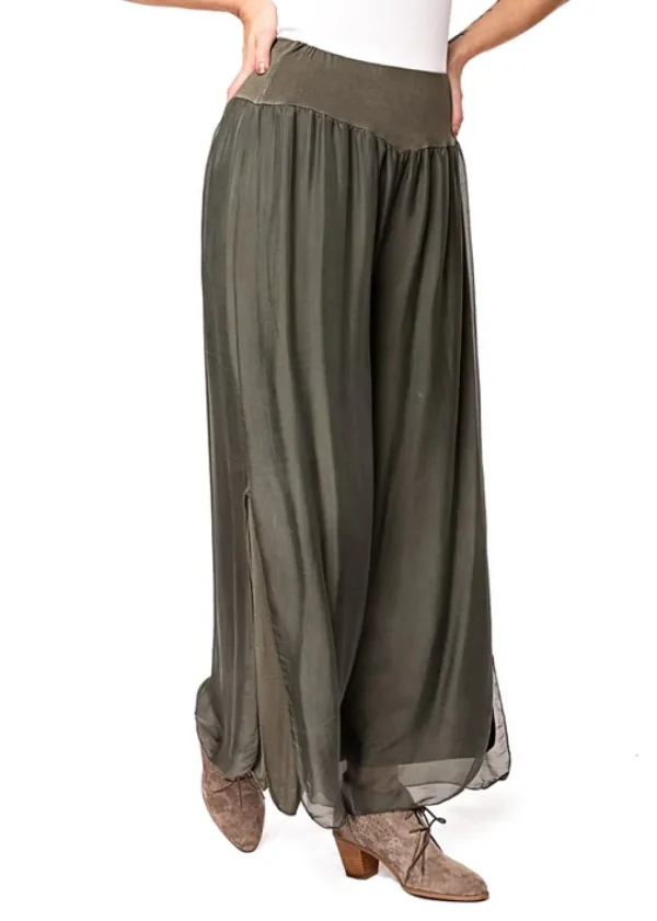 Imagine - Khaki Silk Gia Pant with Split 10IM2184