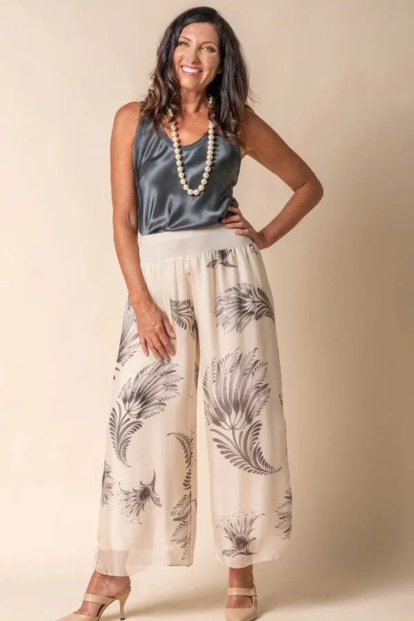 Imagine - Lucia Silk Gia Pant in Latte Print