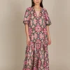 Isle of Mine - Esme Maxi Dress - Olive Fleuron FINAL SALE
