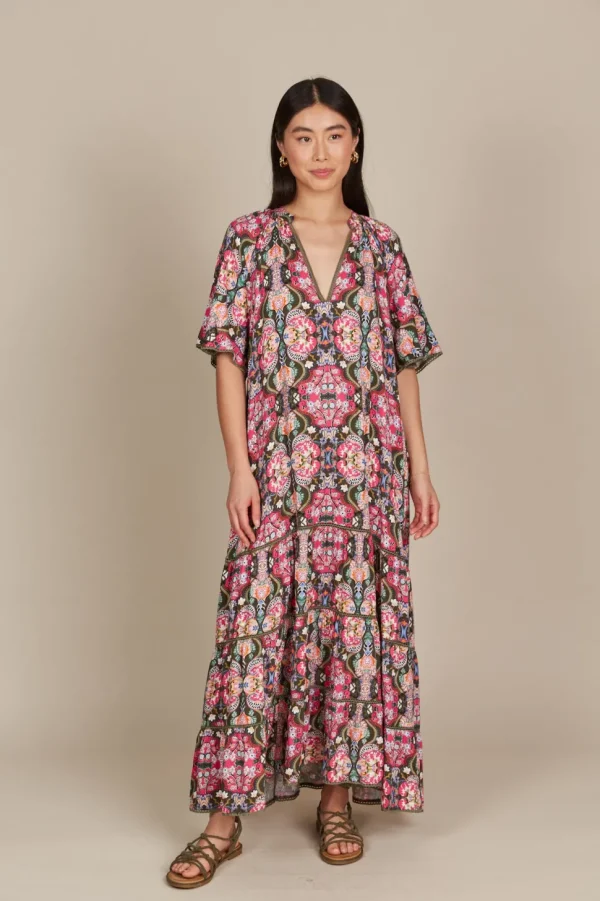 Isle of Mine - Esme Maxi Dress - Olive Fleuron FINAL SALE
