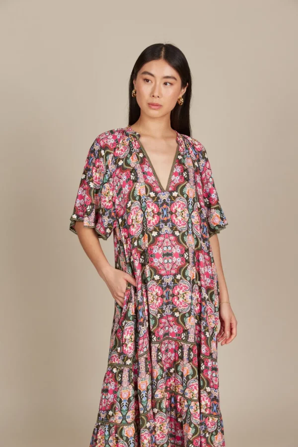 Isle of Mine - Esme Maxi Dress - Olive Fleuron FINAL SALE