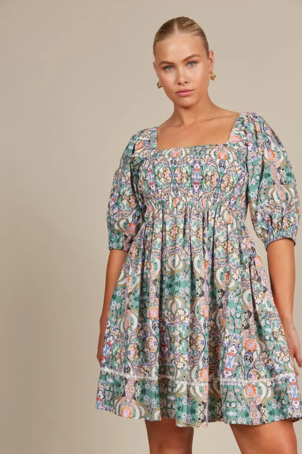 Isle of Mine - Remi Mini Dress - Lotus Fleuron