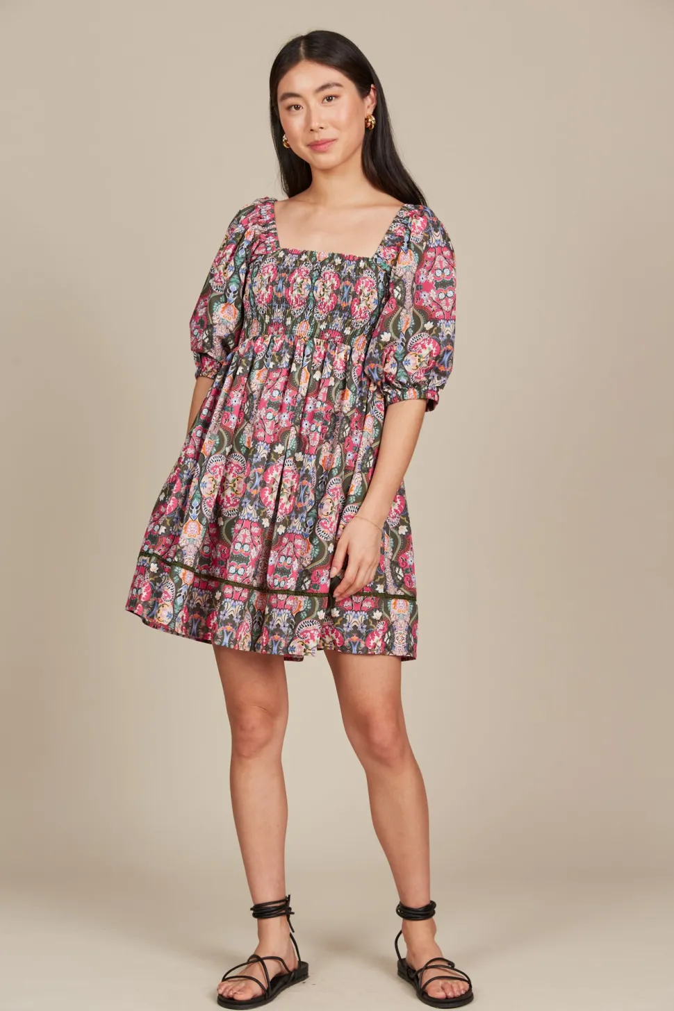 isle_of_mine__remi_mini_d_9.webp Isle of Mine - Remi Mini Dress - Olive Fleuron