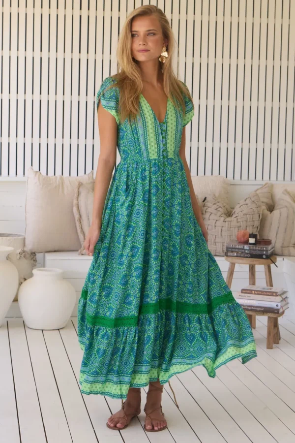 Jaase - Tranquility Print Carmen Maxi Dress