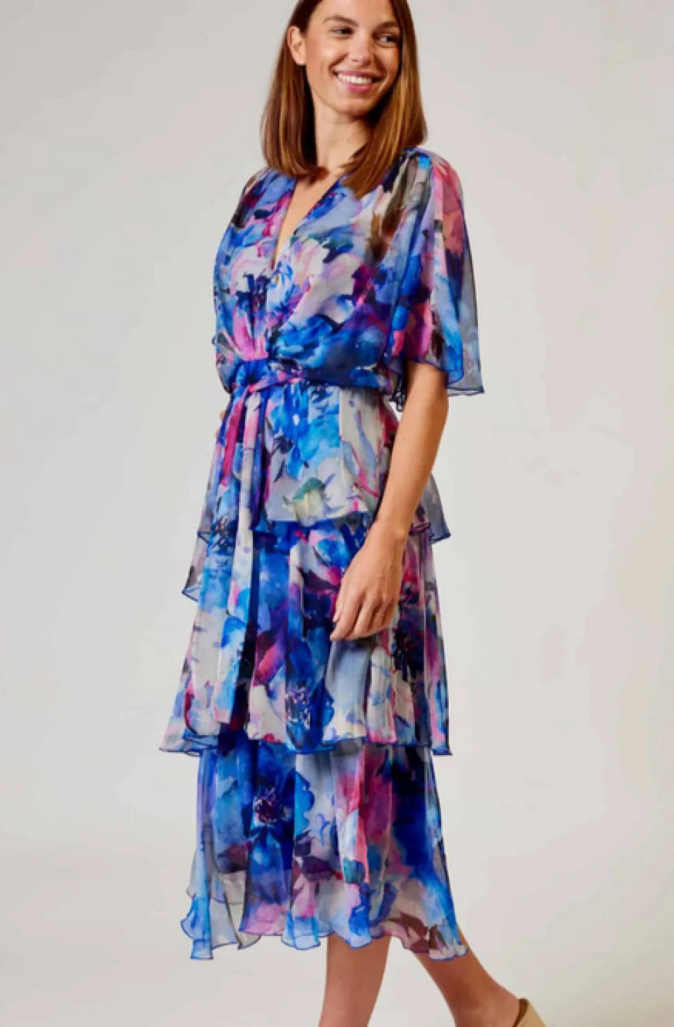 la_strada__blue_pink_flor_0.webp La Strada - Blue Pink Floral Cross Over Dress LAD24-8901-146