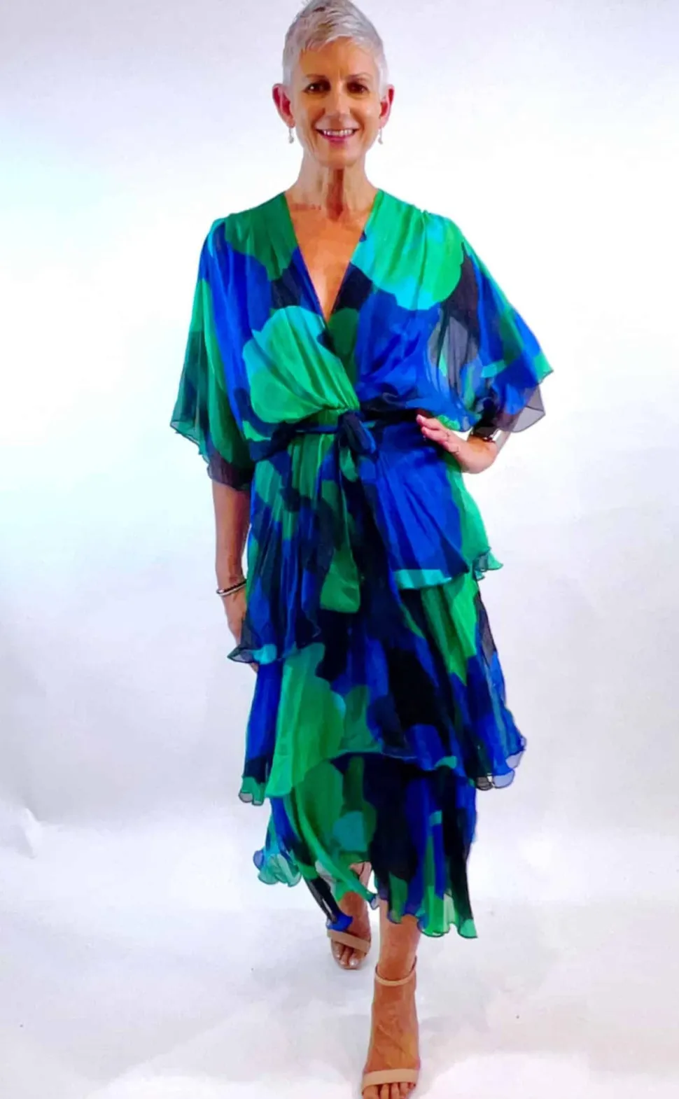 la_strada__gucci_cobalt_s_0.webp La Strada - Gucci Cobalt Silk Layer Ruffle Dress LSD21-901-191