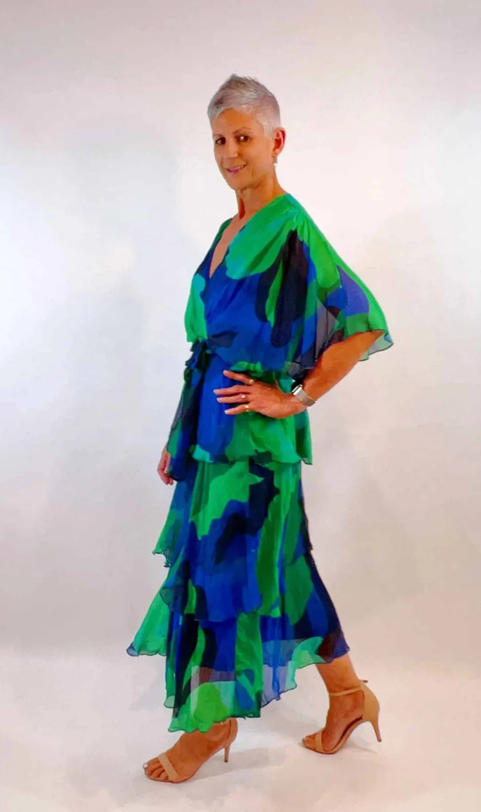 la_strada__gucci_cobalt_s_1.webp La Strada - Gucci Cobalt Silk Layer Ruffle Dress LSD21-901-191