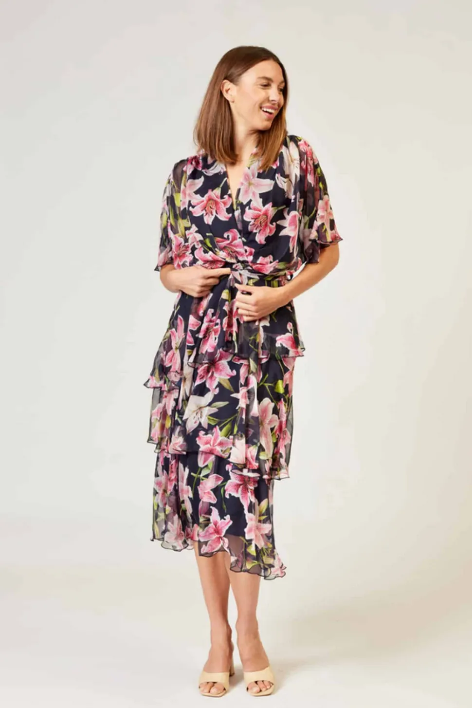 la_strada__navy_pink_lily_0.webp La Strada - Navy Pink Lily Cross Over Dress LAD24-8901-153