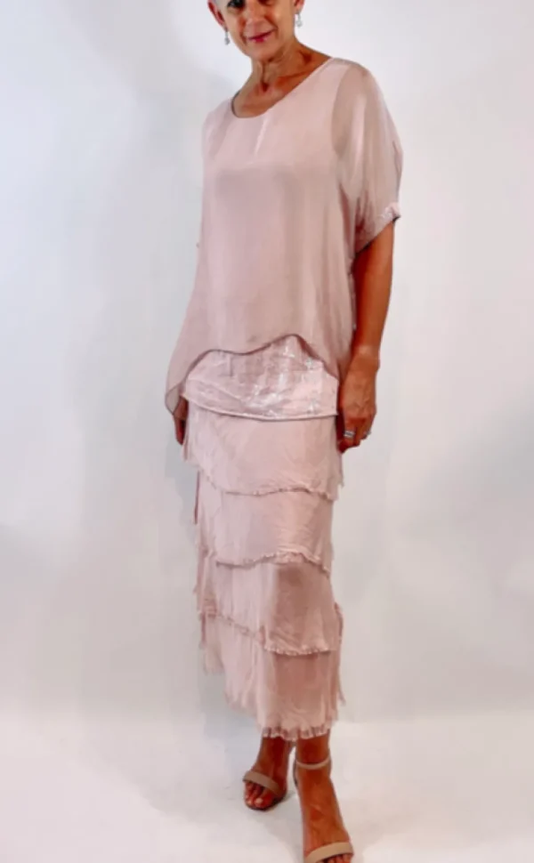 La Strada - Pink Silk Multi Layer Dress LSD21-703