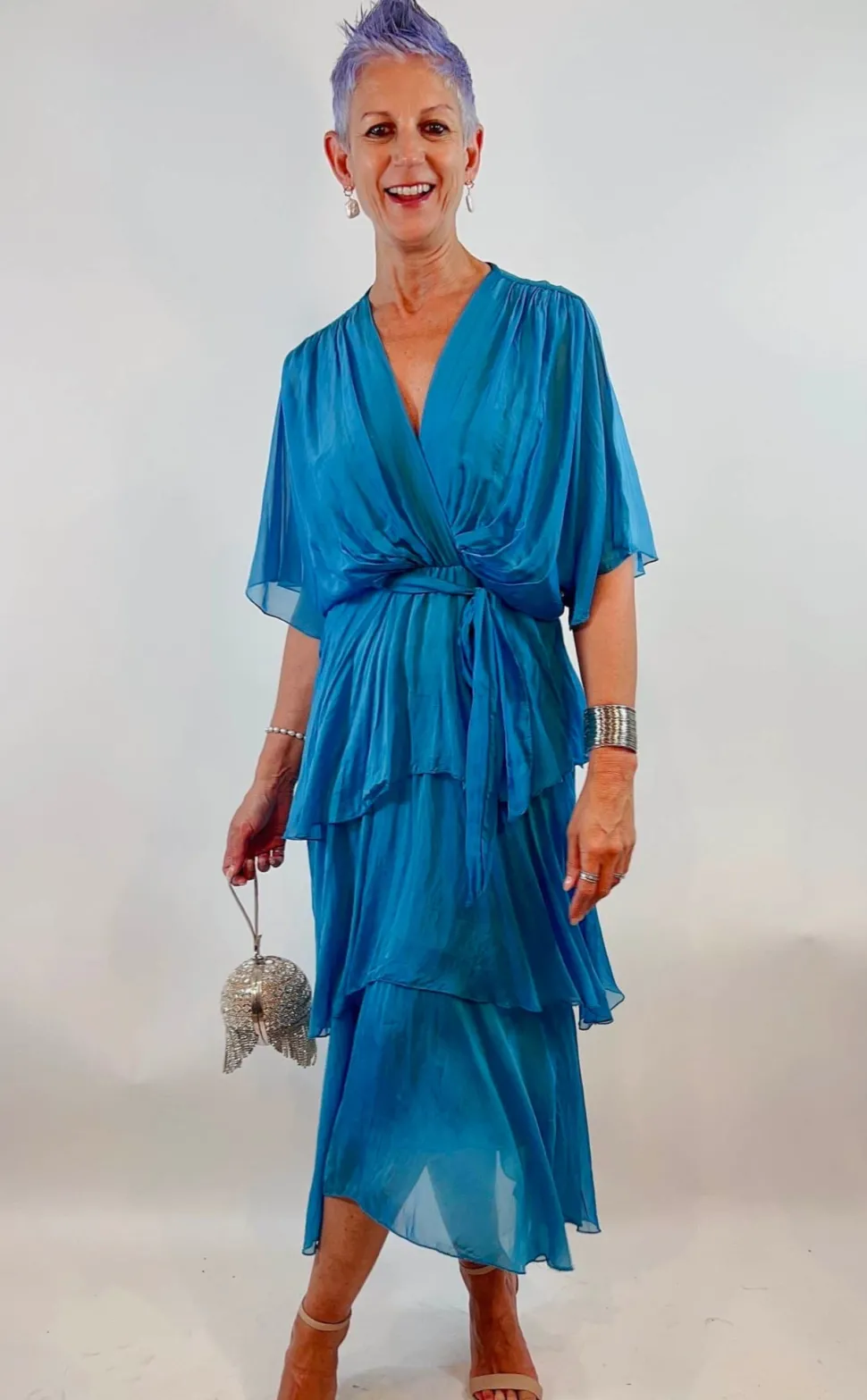 la_strada__teal_silk_laye_0.webp La Strada - Teal Silk Layer Ruffle Dress LSD21-901