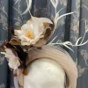 Melanie Ferrero - Beige Headband with Brown Feather Flowers
