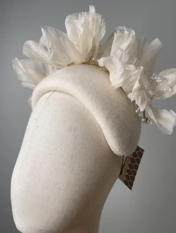 Melanie Ferrero - Cream Silk Flowers on Bandeau