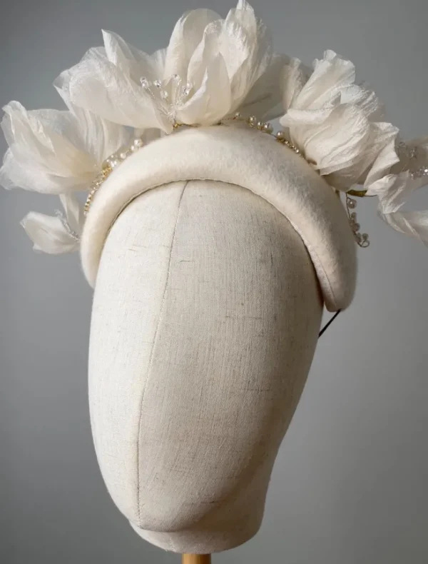 Melanie Ferrero - Cream Silk Flowers on Bandeau