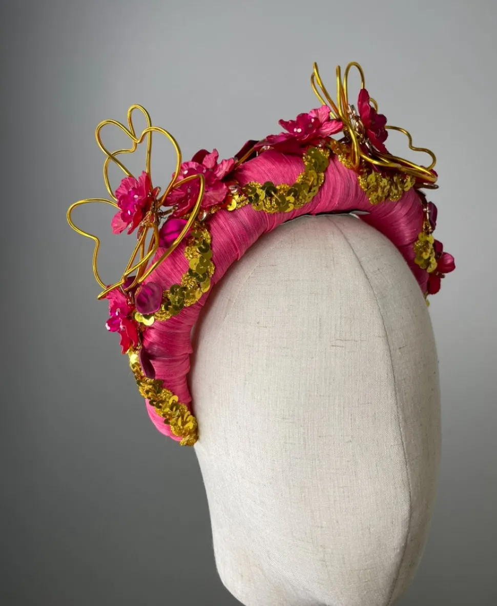 melanie_ferrero__hot_pink_0.webp Melanie Ferrero - Hot Pink and Gold Embellished Headband