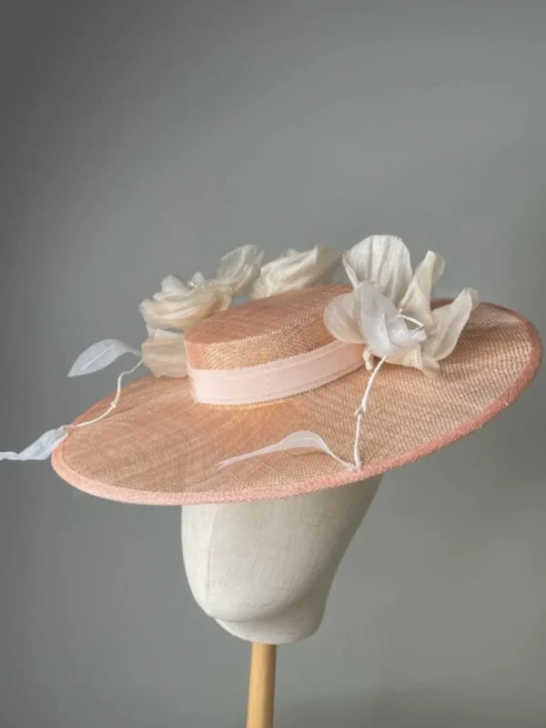 Melanie Ferrero - Peach with Ivory Floral Hat