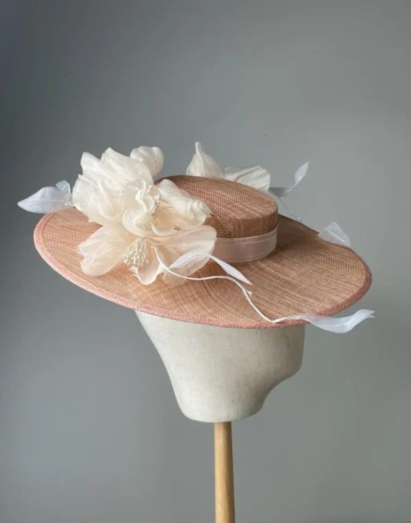 Melanie Ferrero - Peach with Ivory Floral Hat