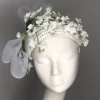 Melanie Ferrero - White Weave Bandeau with Green Flowers