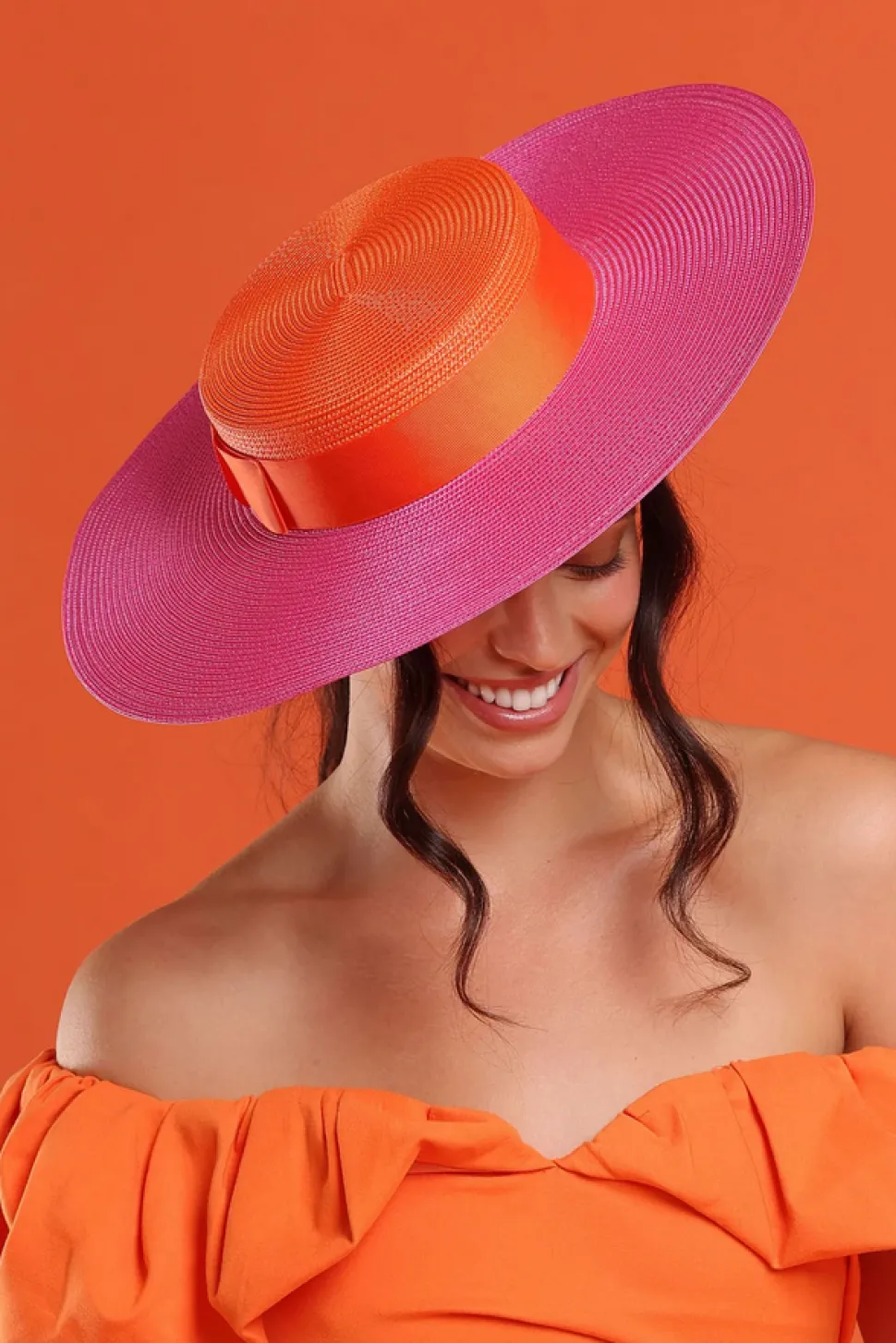 morgan__taylor__pinkorang_0.webp Morgan & Taylor - Pink/Orange Domino Boater HM1008