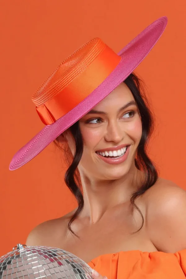 Morgan & Taylor - Pink/Orange Domino Boater HM1008