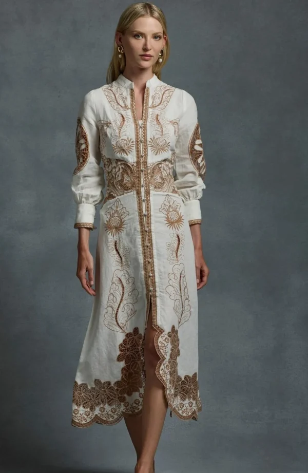Moss & Spy - Alma Midi Dress - Ivory
