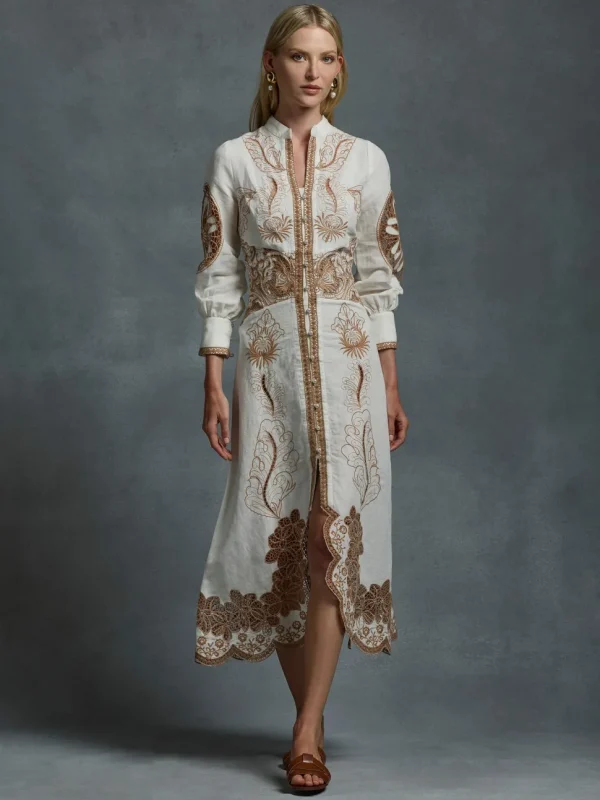 Moss & Spy - Alma Midi Dress - Ivory
