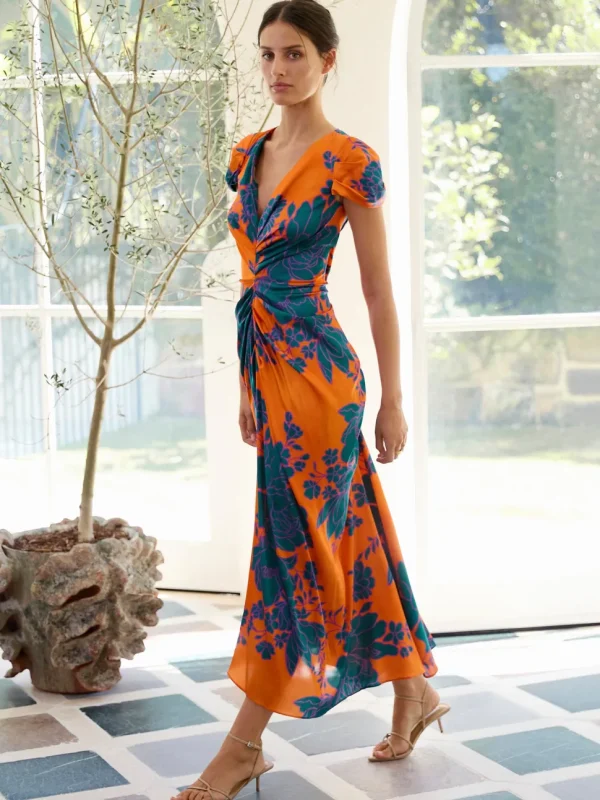 Moss & Spy - Calista Midi Dress - Tangerine Teal
