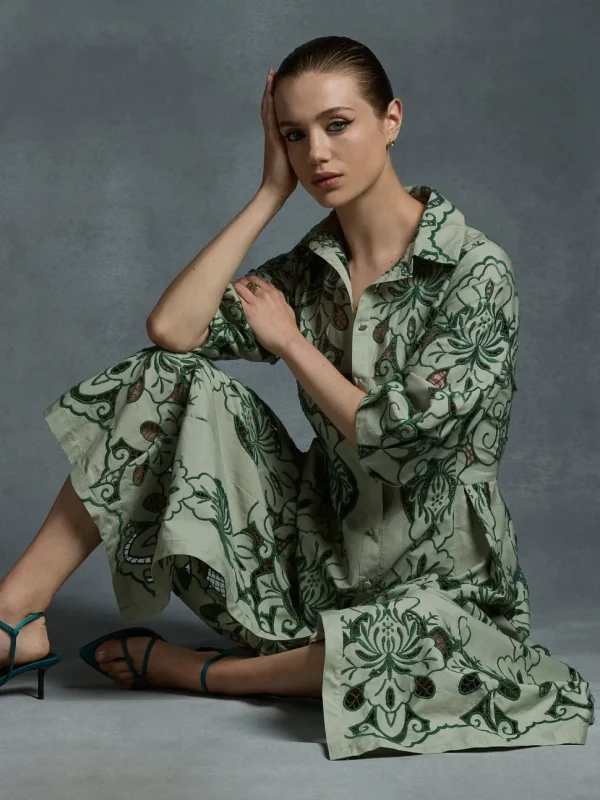 Moss & Spy - Gemma Shirt Dress - Leaf Green
