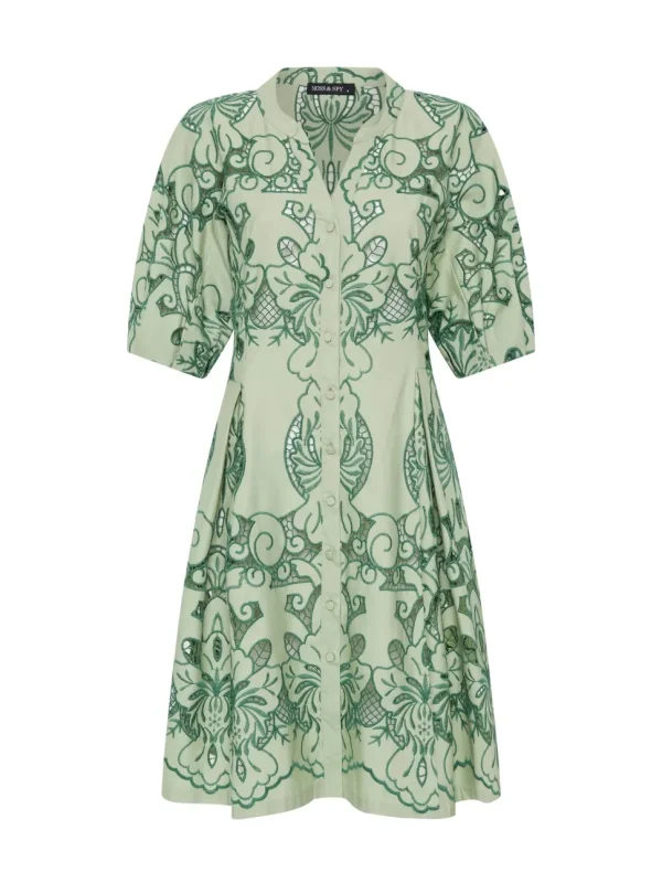 Moss & Spy - Gemma Short Dress - Leaf Green FINAL SALE