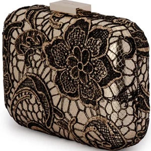 Olga Berg - Gold Gracie Metallic Lace Pod Bag - OB7372