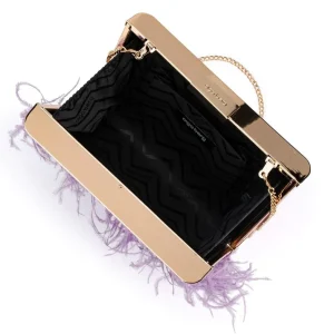 Olga Berg - Lilac ESTELLE Feather Clutch OB4773