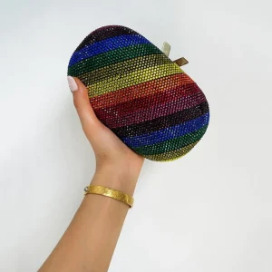 Olga Berg - Rainbow POT OF GOLD Hotfix Oval Clutch Bag - OB7455