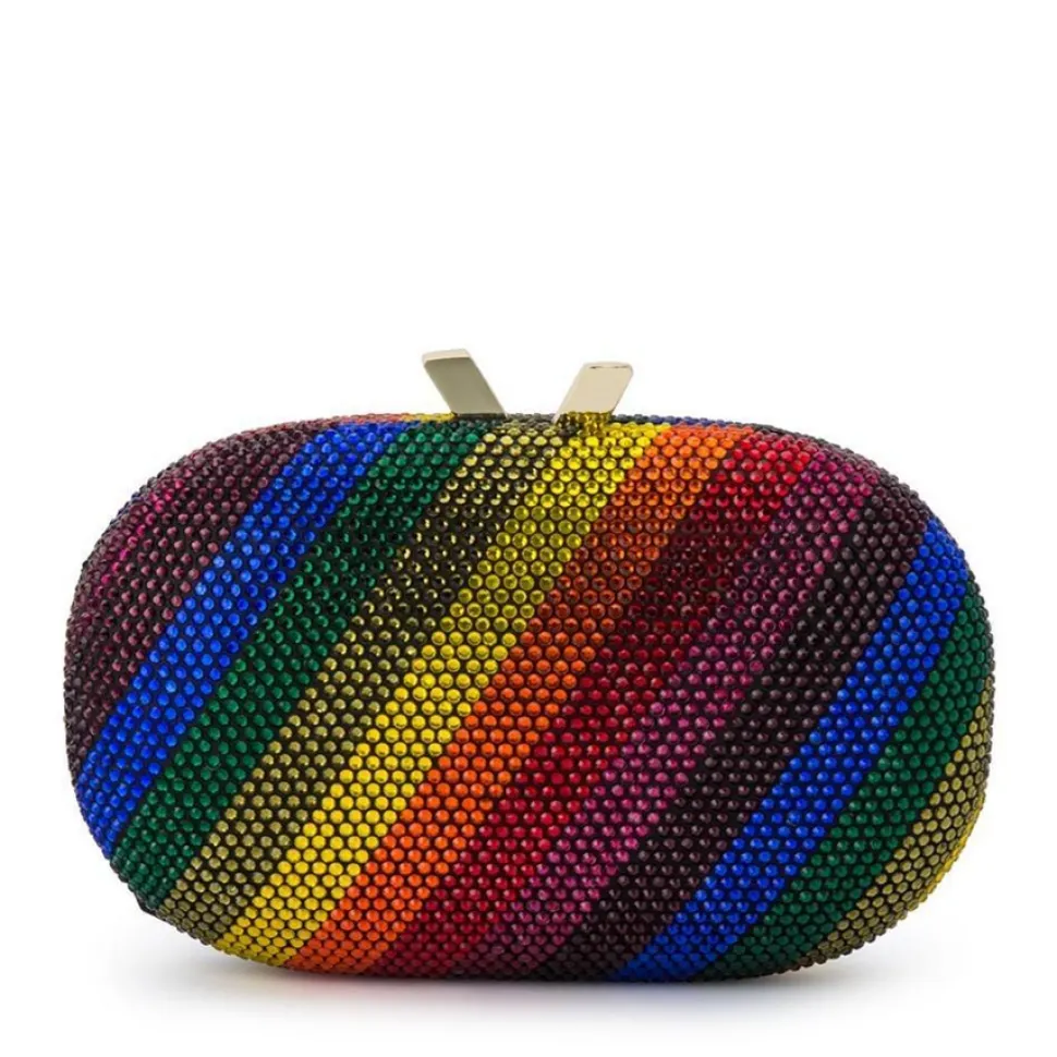 olga_berg__rainbow_pot_of_2.webp Olga Berg - Rainbow POT OF GOLD Hotfix Oval Clutch Bag - OB7455